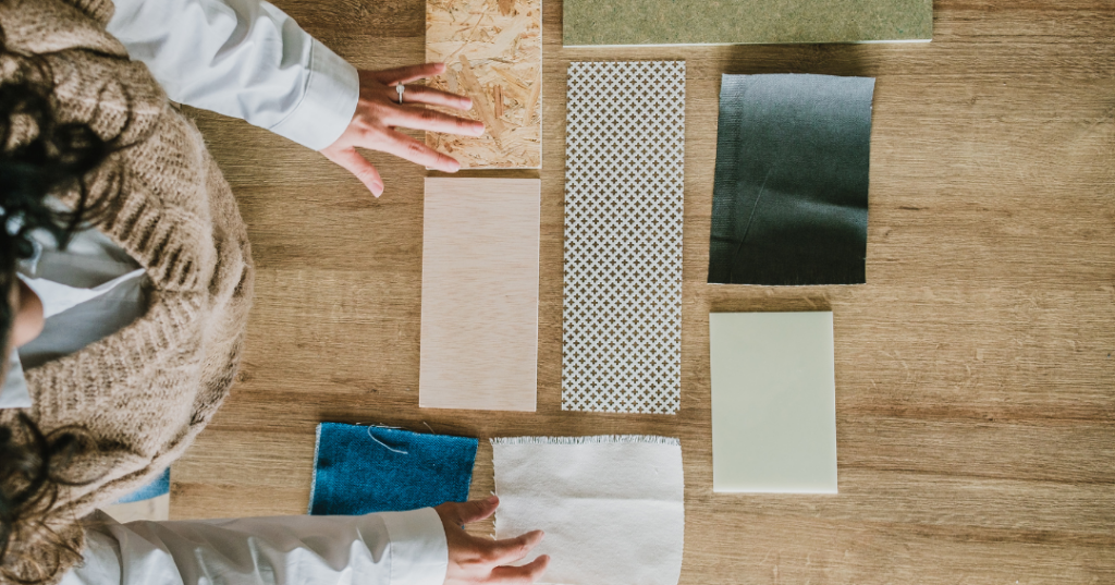 tile and fabric samples for interior design