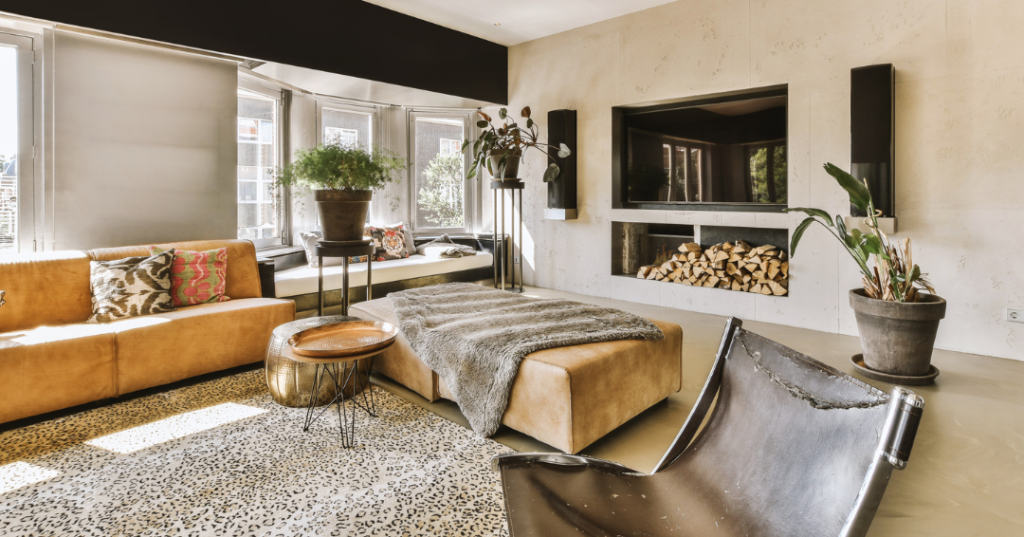 living room with modern interior design 