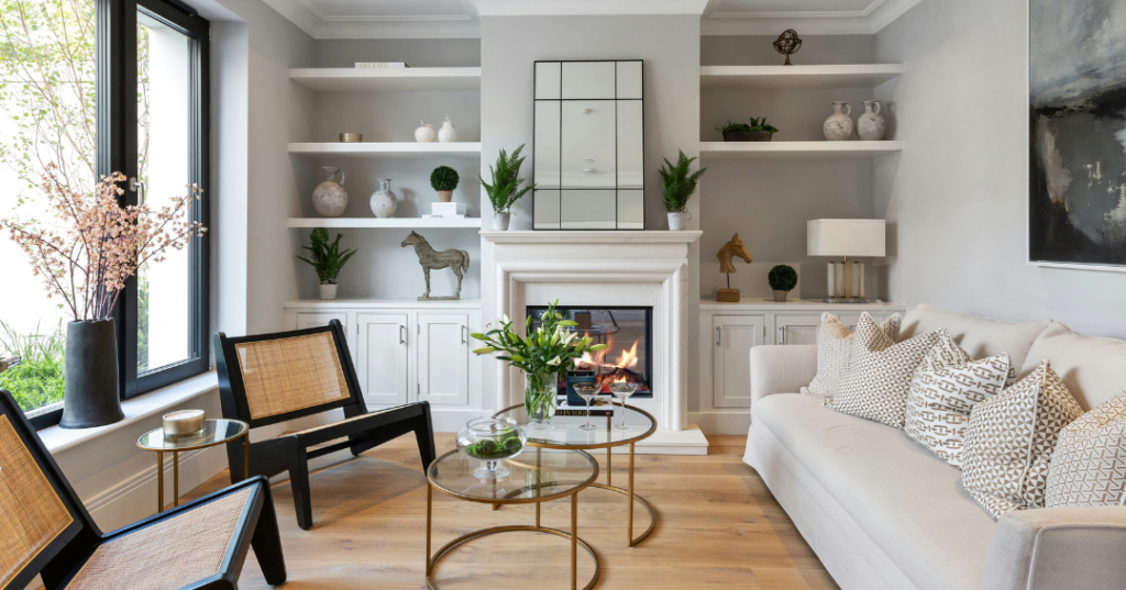 cozy living room with fireplace