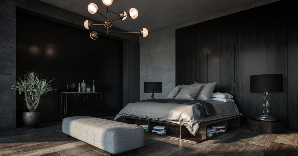 dark and textured bedroom design