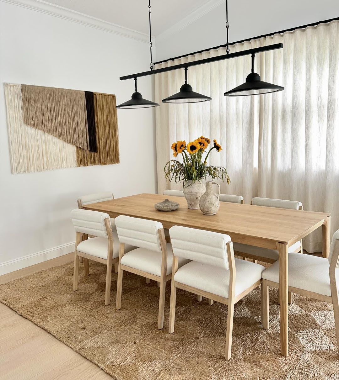 dining room table with white chairs