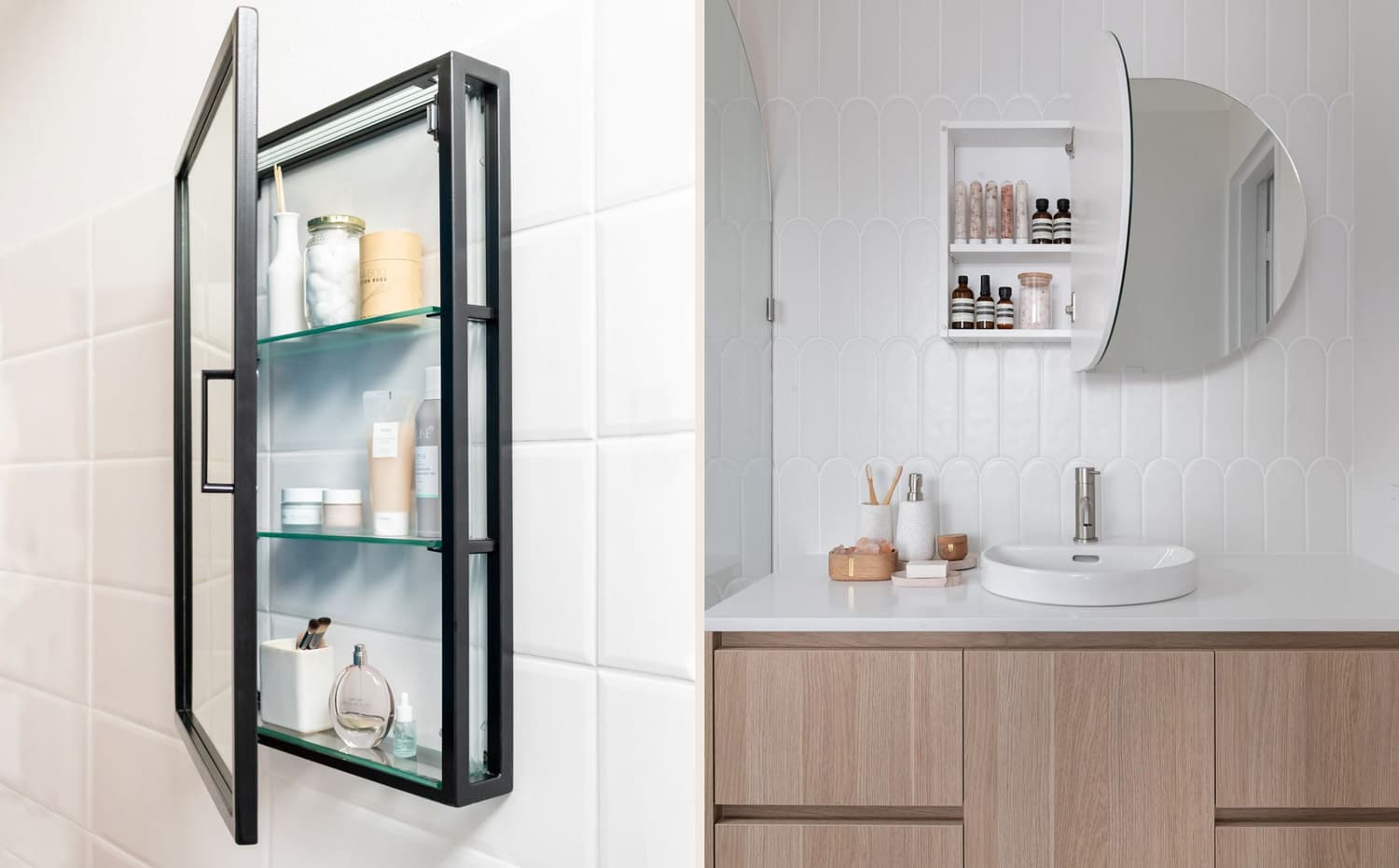 bathroom mirror storage and wall storage options