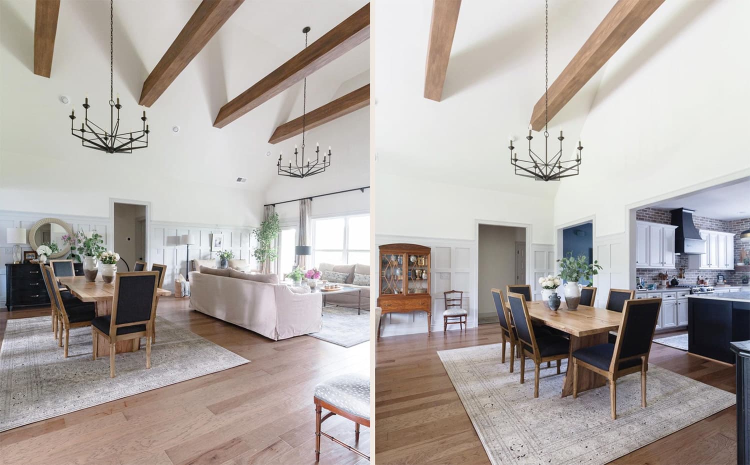 high ceilings with wood beems