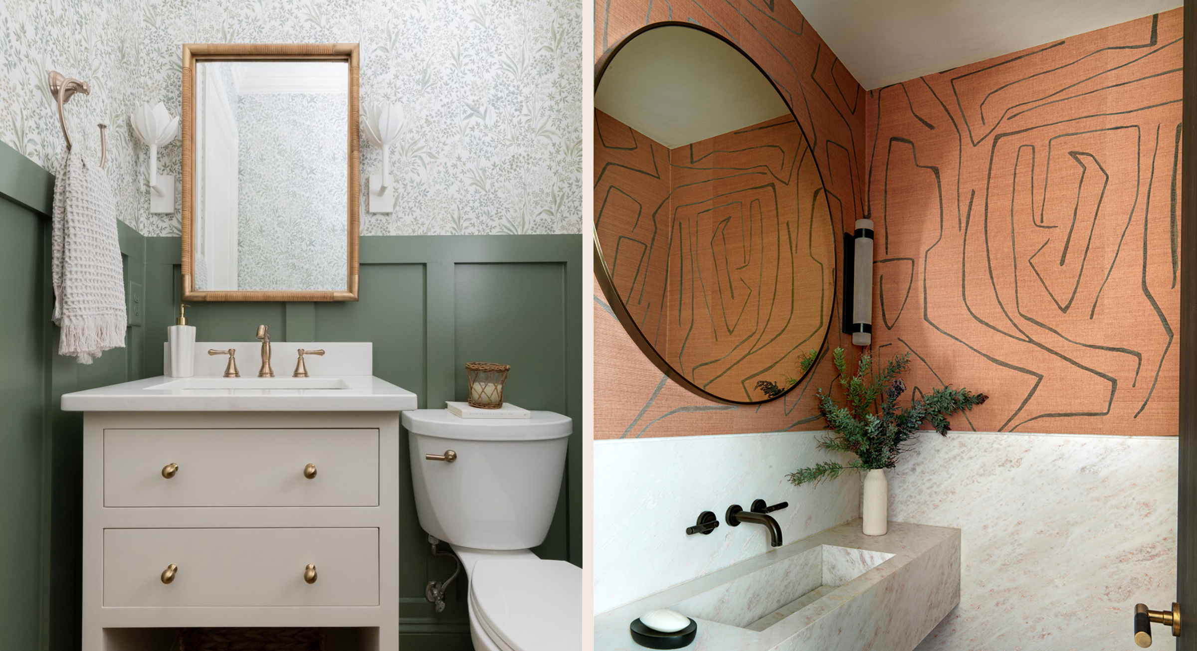 bathrooms utilizing different patterns and textures